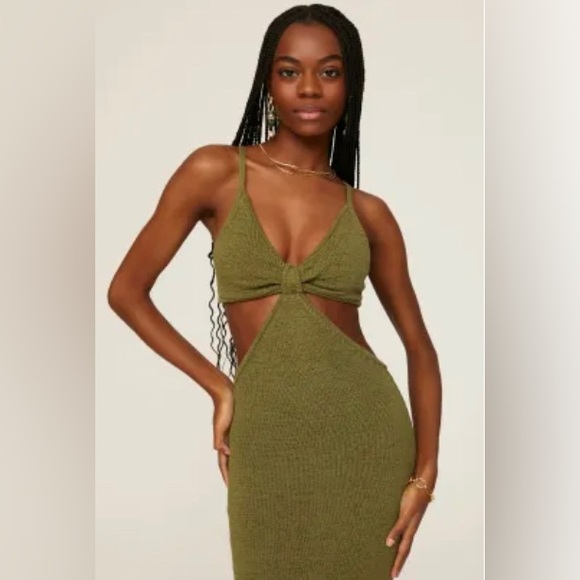 CULT GAIA Serita sleeveless cut out knit olive green midi dress size small - Picture 4 of 9